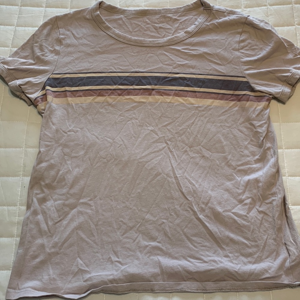 Pinkish-gray American Eagle Striped Shirt